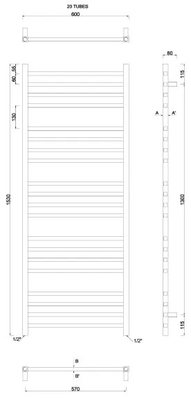 Sapho - Radiator pentru baie METRO 497W/230V 60x153 cm crom lucios