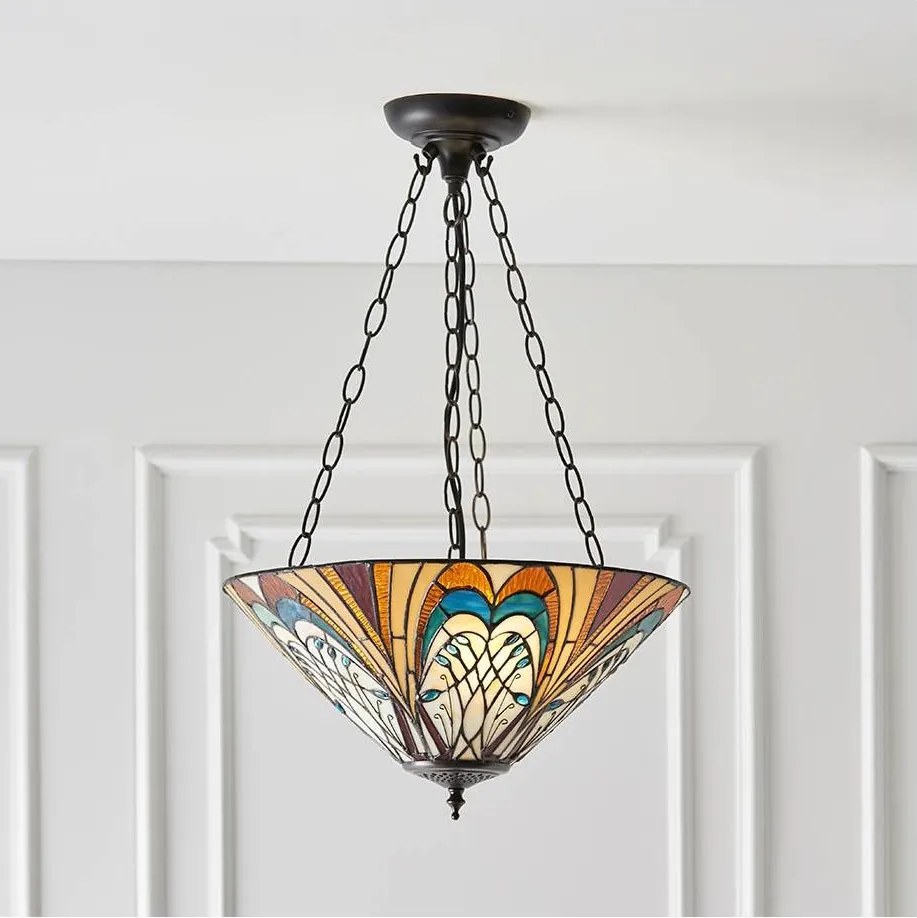 Endon 70750 - Lustră cu lanț Tiffany HECTOR 3xE27/60W/230V Ø 40 cm