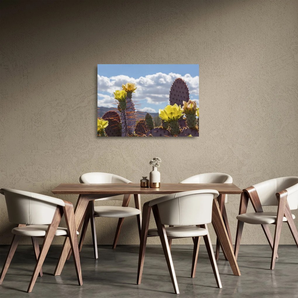 Tablou pe sticlă cu floarea de cactus Opunție (70x50 cm)