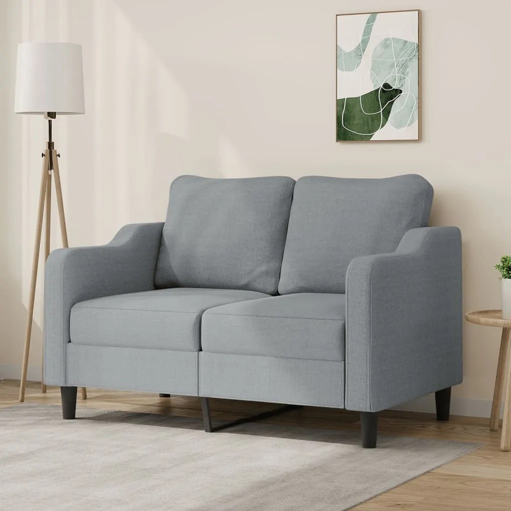 vidaXL Canapea cu 2 locuri, gri deschis, 120 cm, material textil