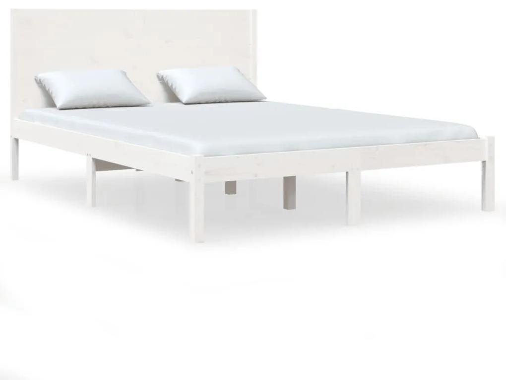 3104124 vidaXL Cadru de pat mic dublu, alb, 120x190 cm, lemn masiv