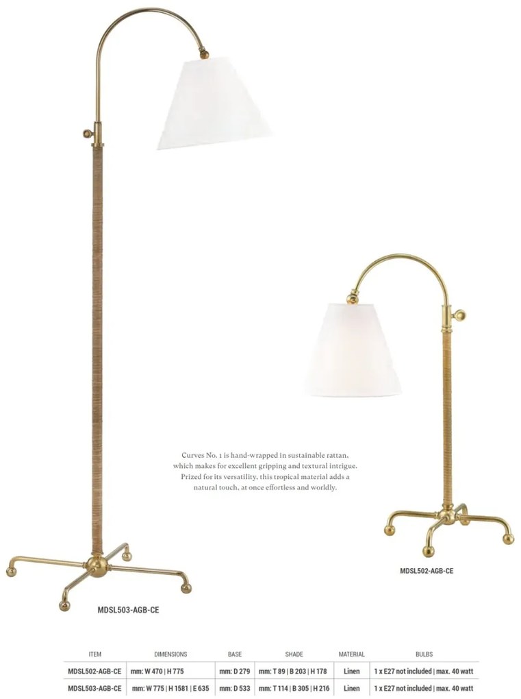 Lampadar, lampa de podea design clasic CURVES NO. 1