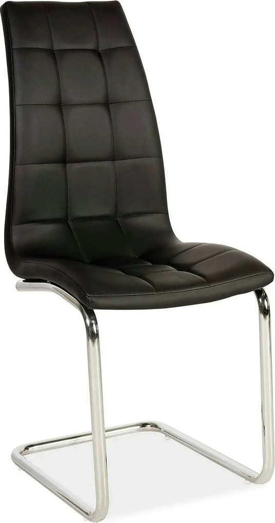 Scaun H103, negru/crom, piele ecologica/metal, 42X43X102 cm
