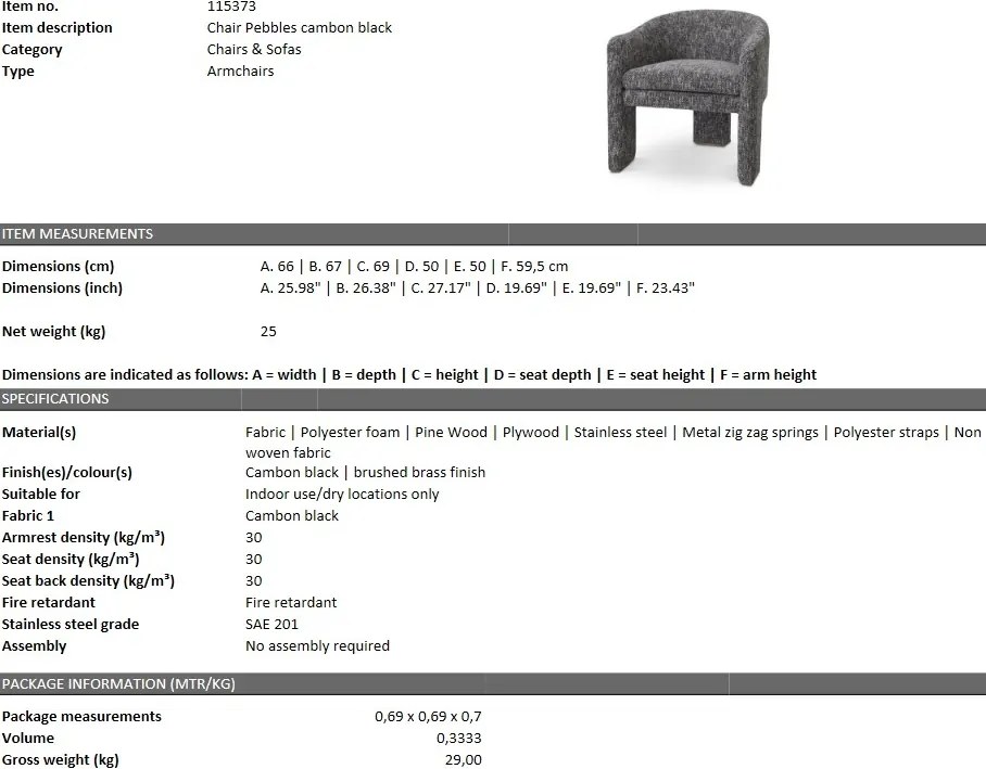 Scaun design LUX Pebbles, cambon negru 115373 HZ