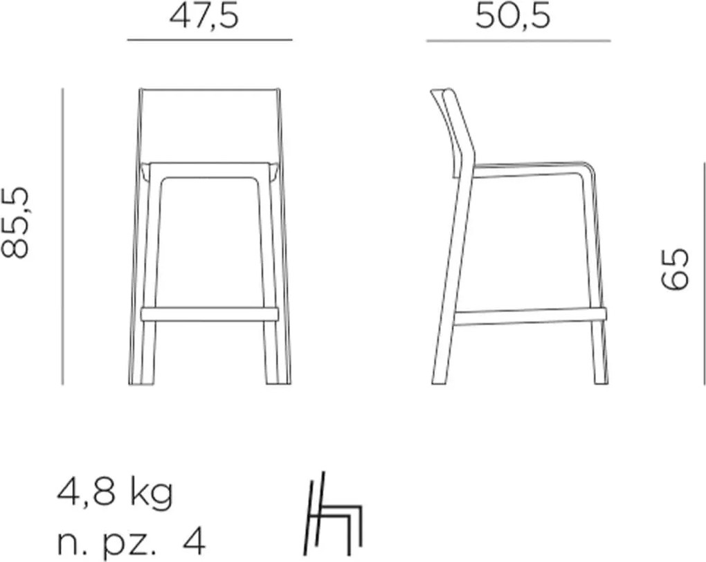 Scaun de Bar, Exterior, Nardi - Trill Stool Mini - Mattone