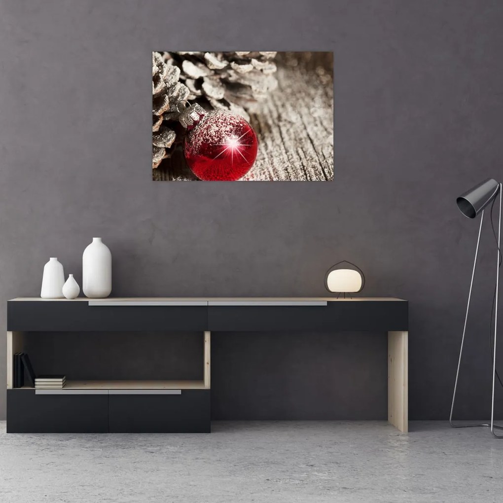 Tablou pe sticlă - Decorațiuni de Crăciun (70x50 cm)