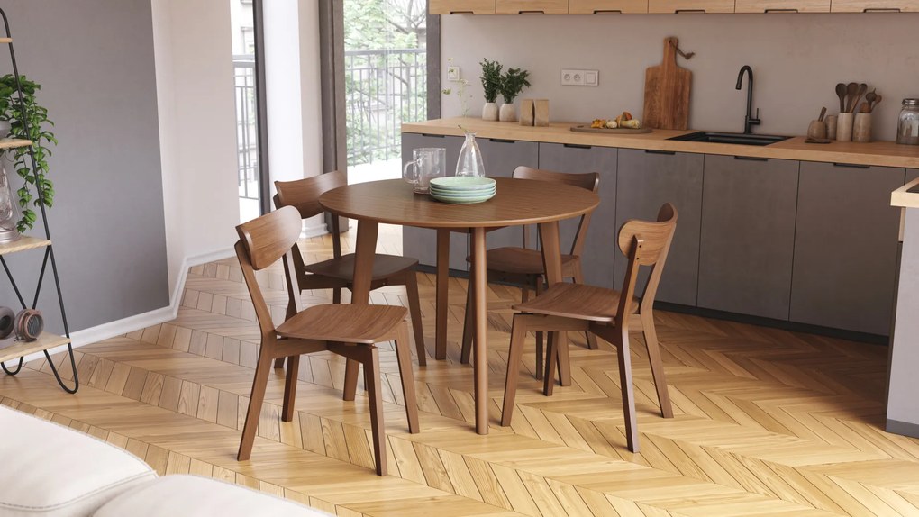 MAZZONI EXPORT ROXY Nucă Naturală - SCAUN DE LEMN PENTRU SALON SUFRAGERIE BUCĂTĂRIE RETRO