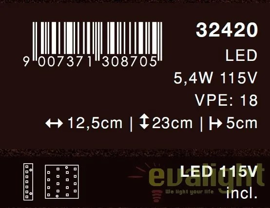 Aplica perete de exterior cu iluminat LED, IP44, Clash 32420 GL