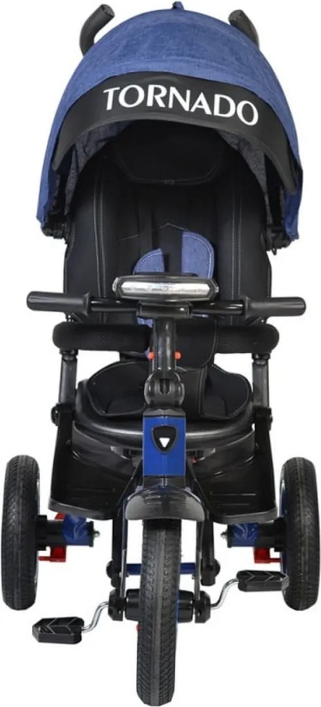 Tricicleta cu copertina Novokids™ Tornado , Cu melodii si lumini, Roti gonflabile din cauciuc, Pozitie somn, Scaun reversibil cu rotire 360 grade ,
