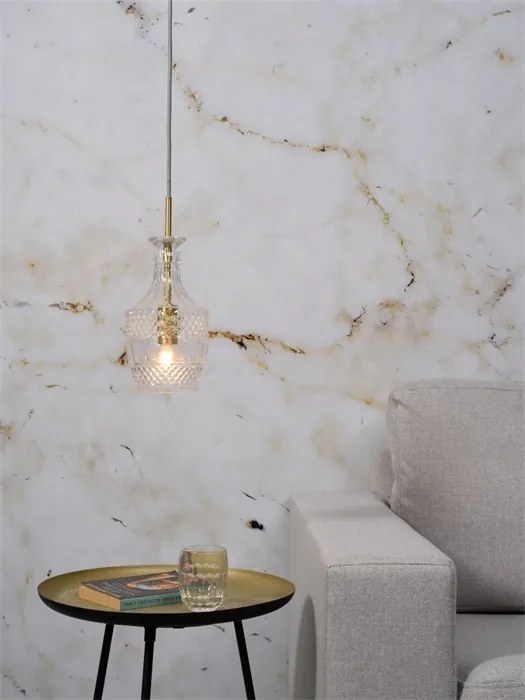 Lustra, Pendul elegant din sticla Brussels transparent/gold, straight
