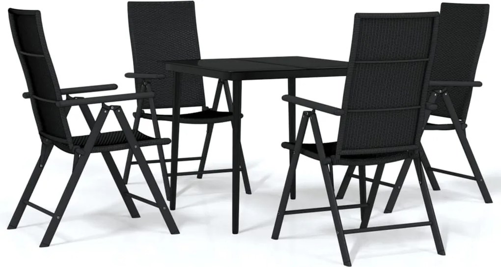 vidaXL Set de servit masa pentru grădină, 5 piese, negru