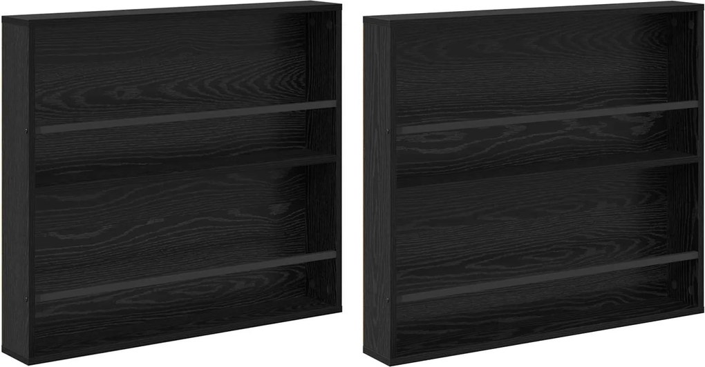 vidaXL Raft pentru reviste cu raft 2 pcs Stejar Negru 80 x 12 x 70 cm