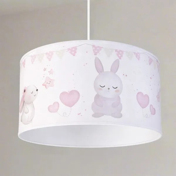 Brilagi - Lustră LED suspendată pentru copii BOBO cu cablu 1xE27/60W/230V Ø 35 cm alb/iepurași