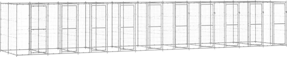vidaXL Padoc pentru câini de exterior, 24,2 m², oțel galvanizat