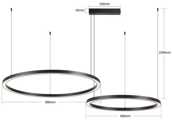 Brilagi - Lustră suspendată LED reglabilă PORTOFINO LED, 98W, 230V, neagră + telecomandă