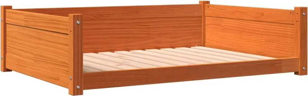 vidaXL Pat pentru câini, maro ceruit, 105,5x75,5x28 cm, lemn masiv pin