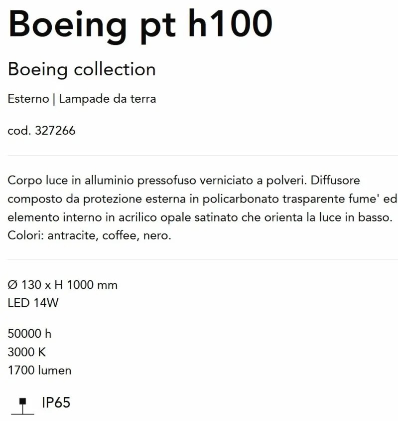 Stalp LED iluminat exterior IP65 Boeing pt H-100cm coffee