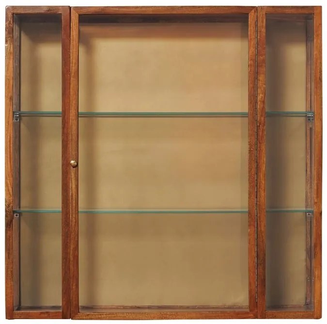 Vitrina din lemn de mango si sticla, cu aspect rustic, Azaria