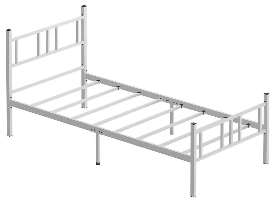 Pat metalic pentru o persoană PIRON, 90 x 200 cm, alb, sarcină maximă 120 kg