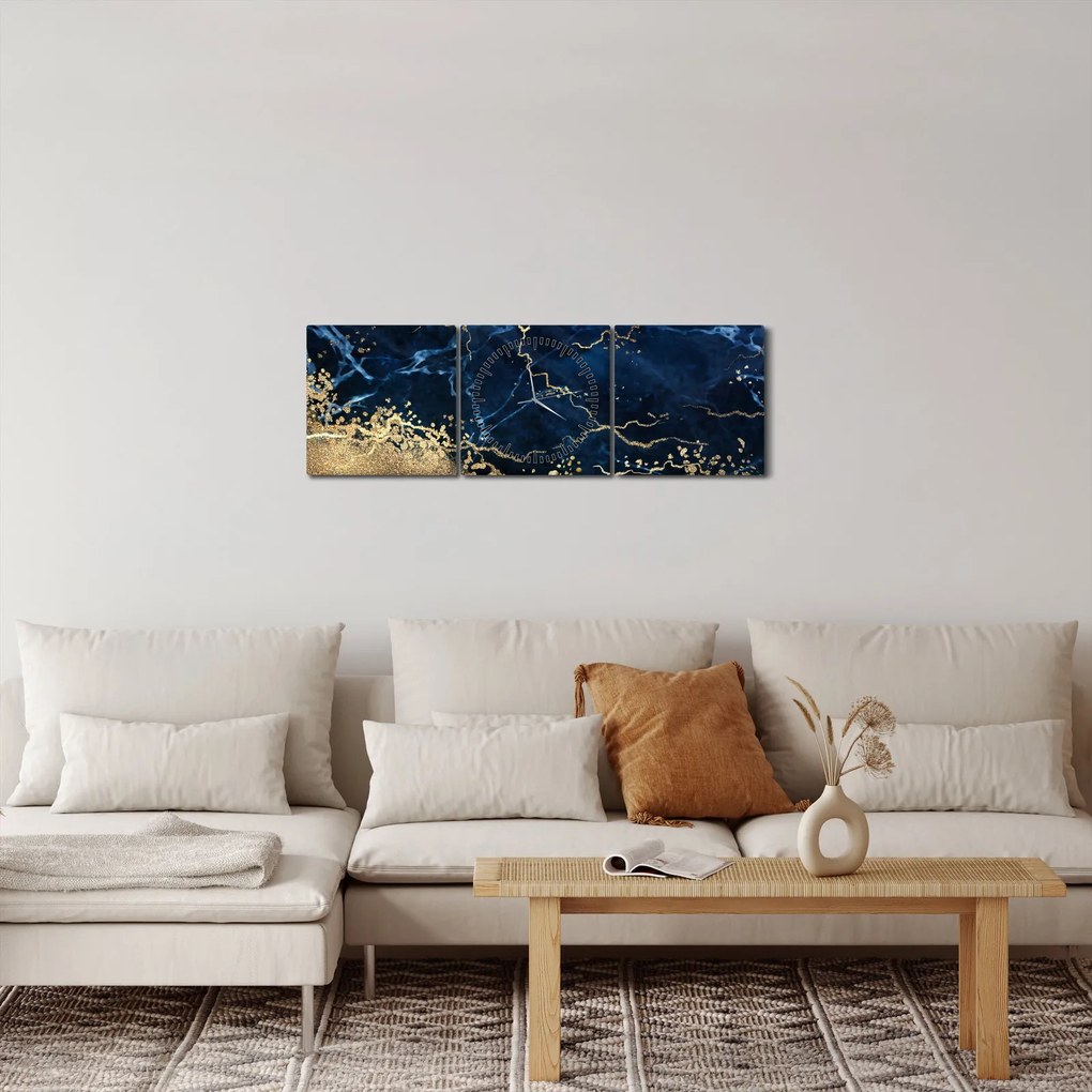 Tablou - Marmură albastru închis (cu ceas) (90x30 cm)