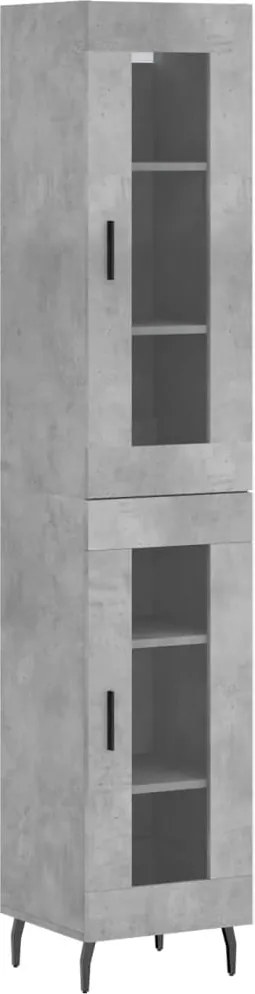 vidaXL Dulap înalt, gri beton, 34,5x34x180 cm, lemn prelucrat