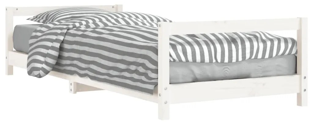 834394 vidaXL Cadru de pat pentru copii, alb, 90x200 cm, lemn masiv de pin