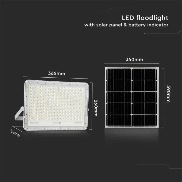 Proiector LED solar de exterior LED/30W/3,2V 4000K alb + telecomandă