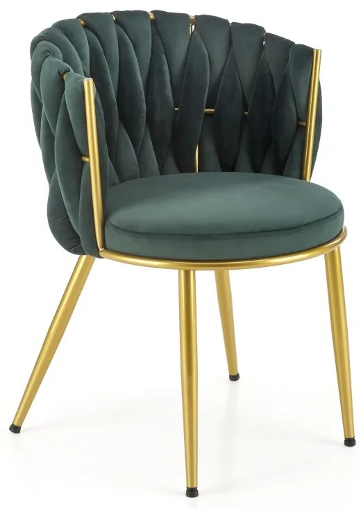 Scaun K517 velvet verde/auriu