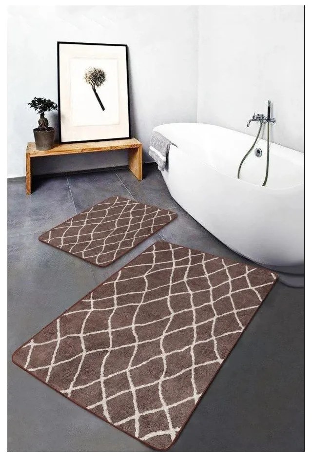 Covorașe de baie maro 2 buc. din catifea 60x100 cm – Mila Home
