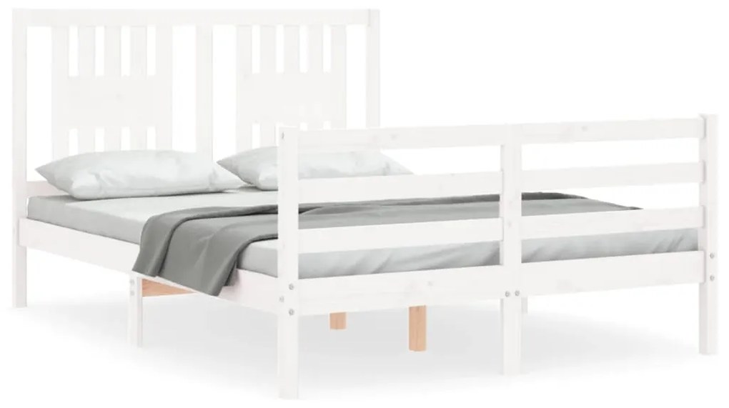 3194542 vidaXL Cadru de pat cu tăblie dublu mic, lemn masiv