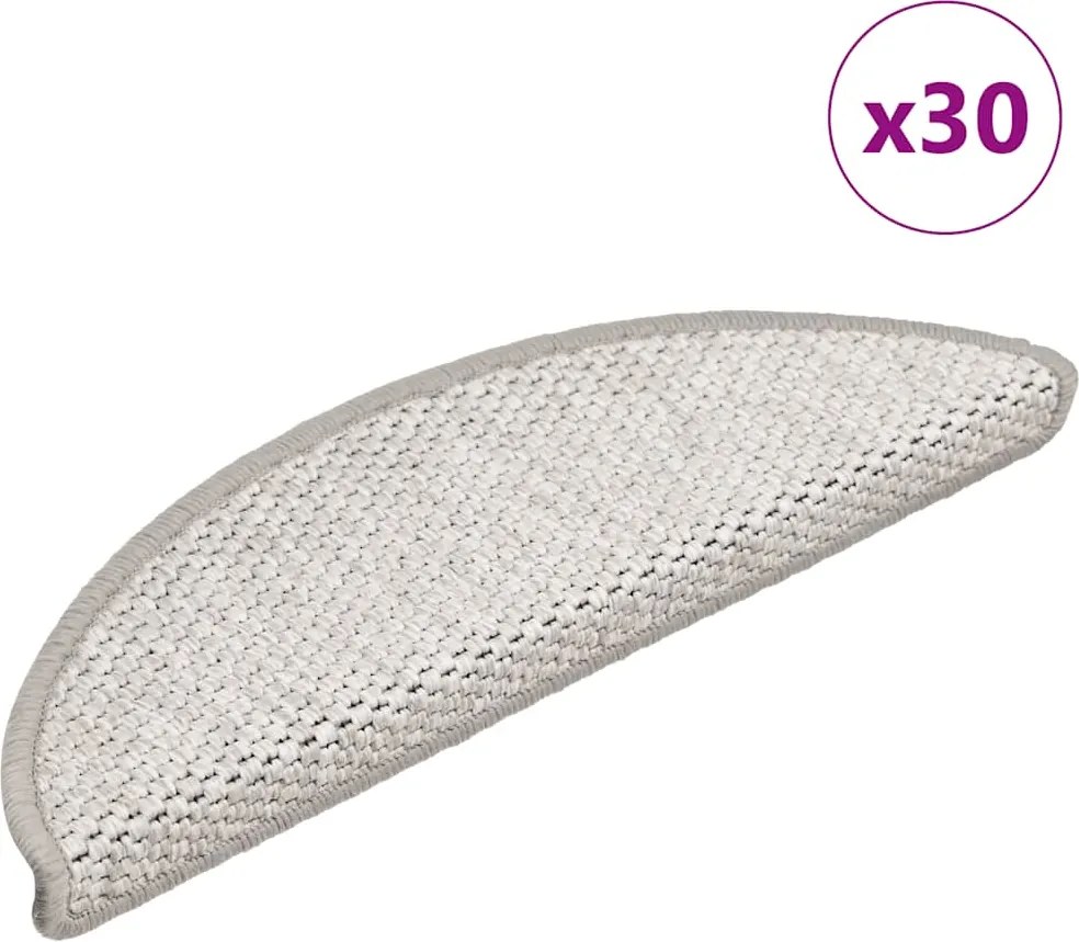 vidaXL Covorașe scară autoadezive aspect sisal 30 buc Platina