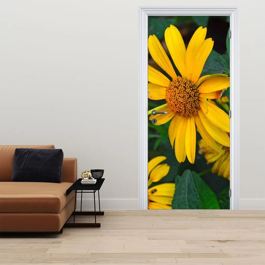 Fototapet pentru ușă - Flori galbene (95x205cm)
