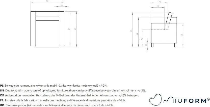 Fotoliu albastru închis cu tapițerie din catifea reiată Lofty Lilly – Miuform