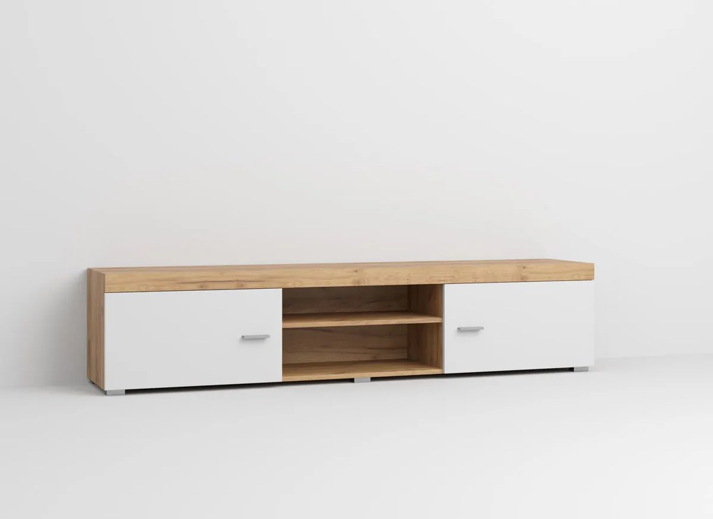 Set Mobilier Living Alb cu Stejar Auriu Crispy-C04