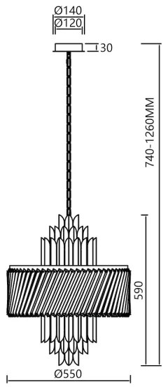 Lustră pe lanț MARGOT 9xE14/40W/230V d. 55 cm auriu