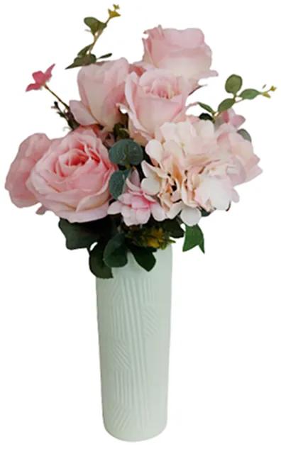 Trandafiri artificiali Eloise, Roz, 45cm