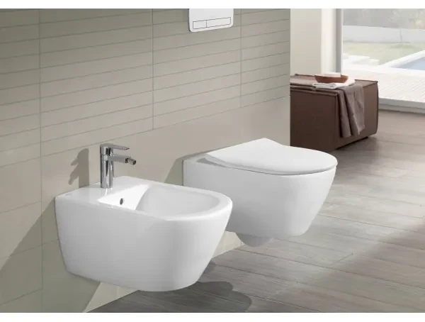 Pachet vas WC rimless suspendat + bideu suspendat, Villeroy&Boch Subway 2.0, DirectFlush, cu capac WC inchidere lenta