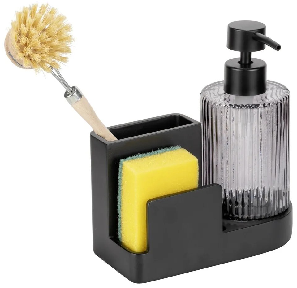 Suport pentru accesorii de spălat negru din polirășină Pina – Wenko