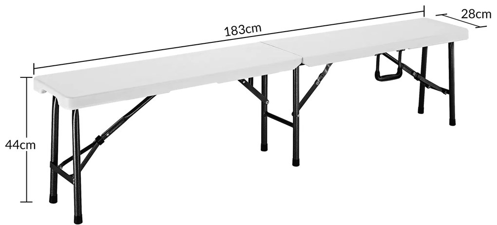 Deuba Set 2 banci rabatabile 180 cm - alb