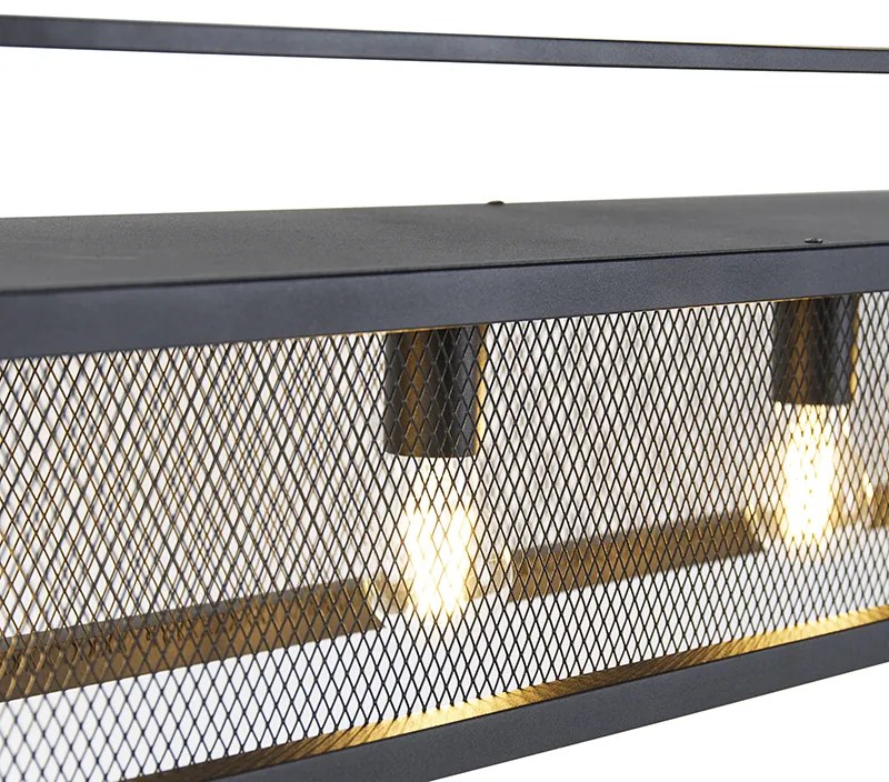 Lampă suspendată industrială neagră cu plasă 4 lumini - Cage Rack