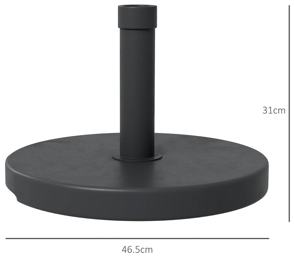 Outsunny Bază pentru Umbrelă de Grădină din HDPE și Ciment cu Manivelă Integrată, Ø46,5x31 cm, Negru | Aosom Romania