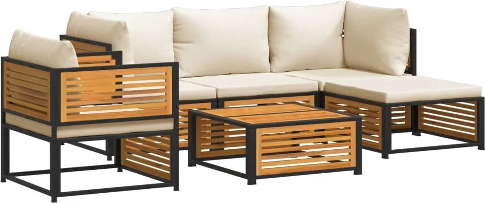 vidaXL Set de canapele grădină cu perne, 6 piese, lemn masiv acacia