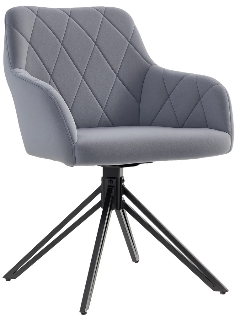 HOMCOM Fotoliu de accent in design retro imitatie catifea 58 cm x 60,5 cm x 79 cm otel gri | Aosom Romania