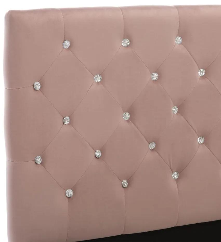Cadru de pat, roz, 140 x 200 cm, material textil Roz, 140 x 200 cm