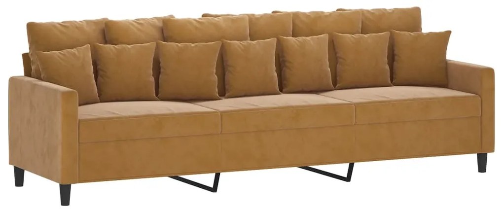 348902 vidaXL Canapea cu 3 locuri, maro, 210 cm, material catifea
