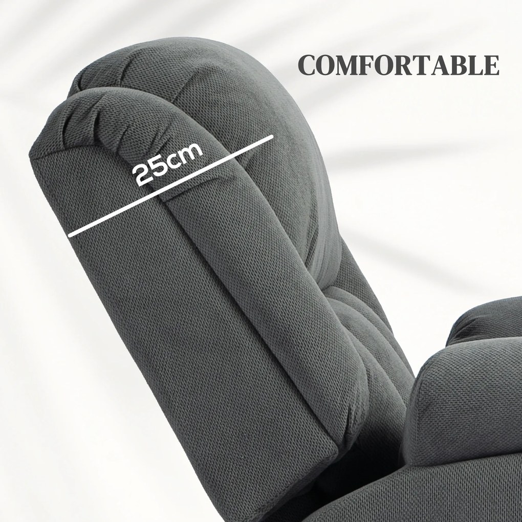 HOMCOM Fotoliu de Ridicare și Înclinare cu 2 Buzunare și Telecomandă, Gri | Aosom Romania