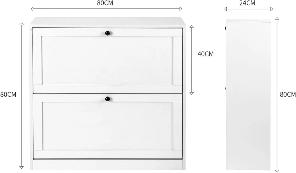 PANA10 - Pantofar 80 cm, pantofare, depozitare pantofi, mobilier hol - Alb