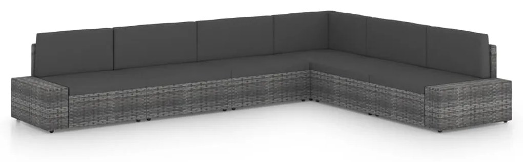 3067177 vidaXL Set mobilier de grădină cu perne, 6 piese, gri, poliratan