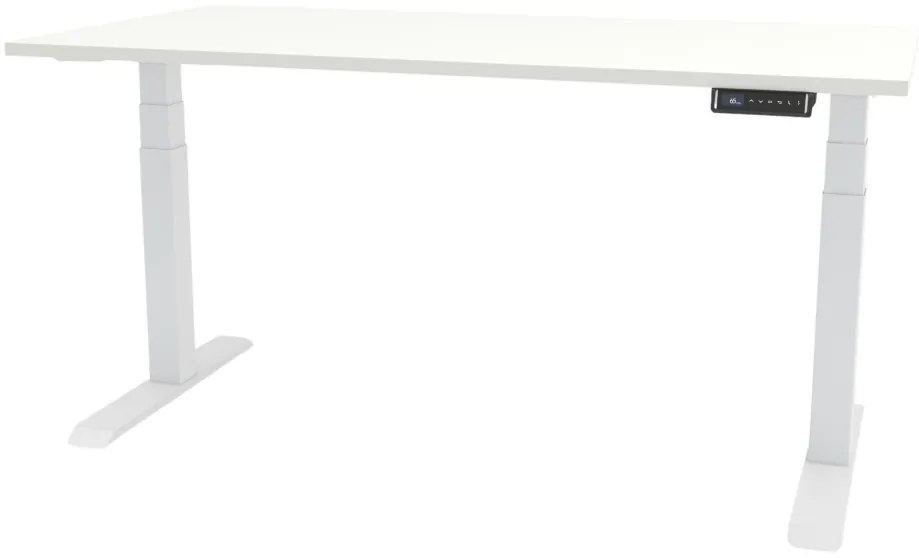 Birou reglabil pe inaltime TerrA8 PRO WHITE - 2 motoare, profil patrat, ALB (Dimensiune blat: 137x67cm, Culoare blat: Alb 25mm)