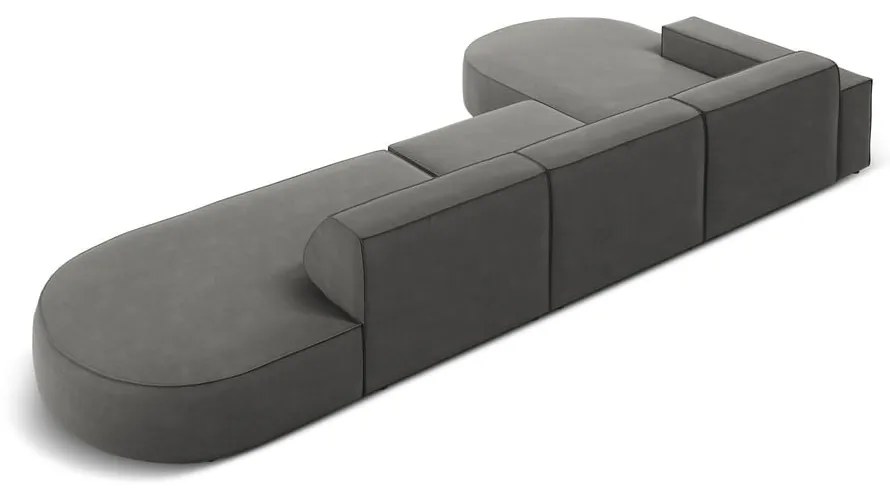 Colțar gri cu tapițerie din catifea (cu șezlong pe partea stângă ) Jodie - Micadoni Home